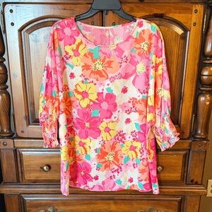 Women’s Floral Pink Multicolor Blouse